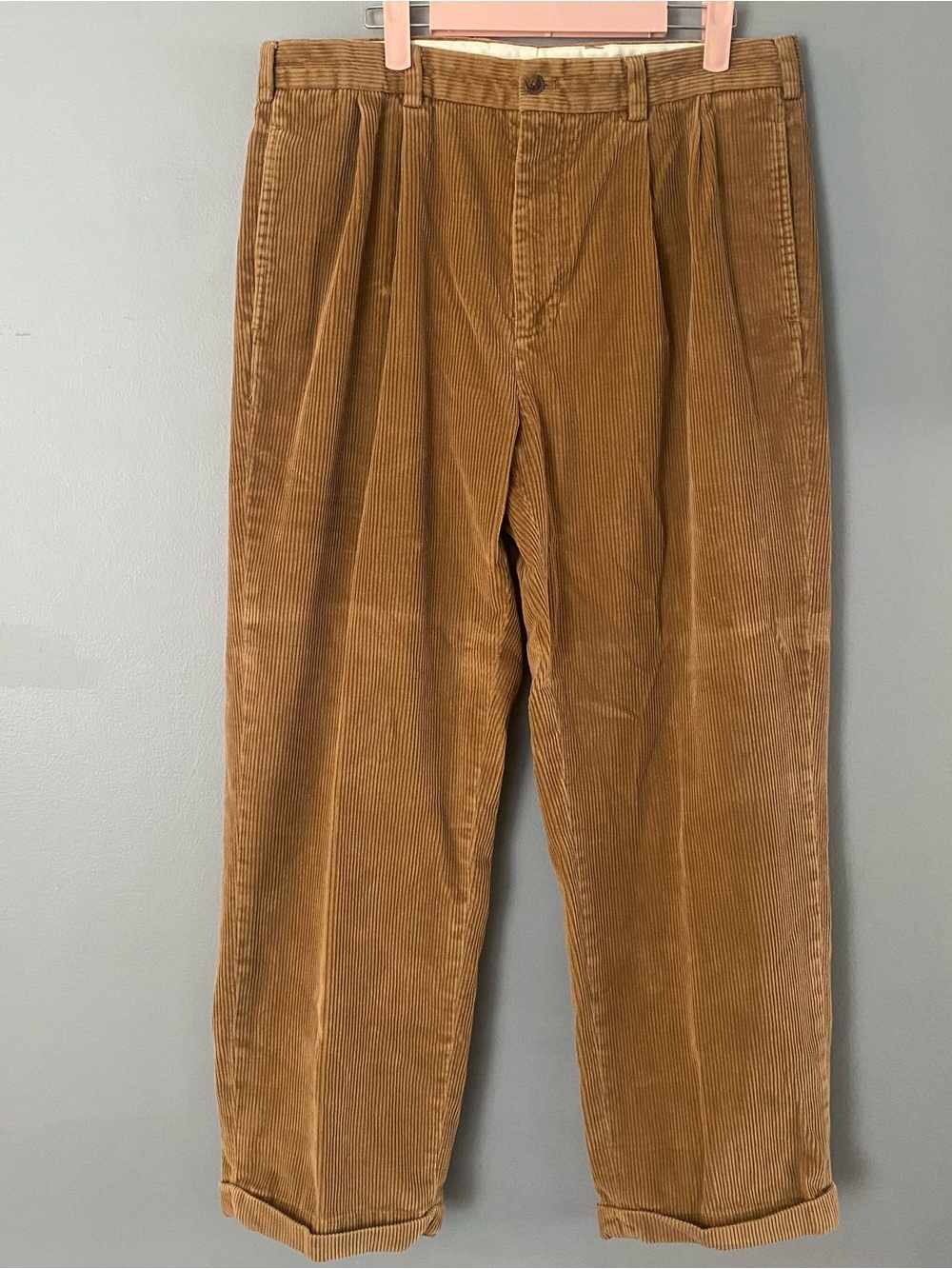 Brooks Brothers Elliot Men's Tan Corduroy Pleated Trousers 35x30